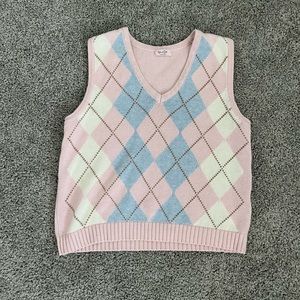 Pacsun John Galt Tennis Plaid pink and blue sweater vest